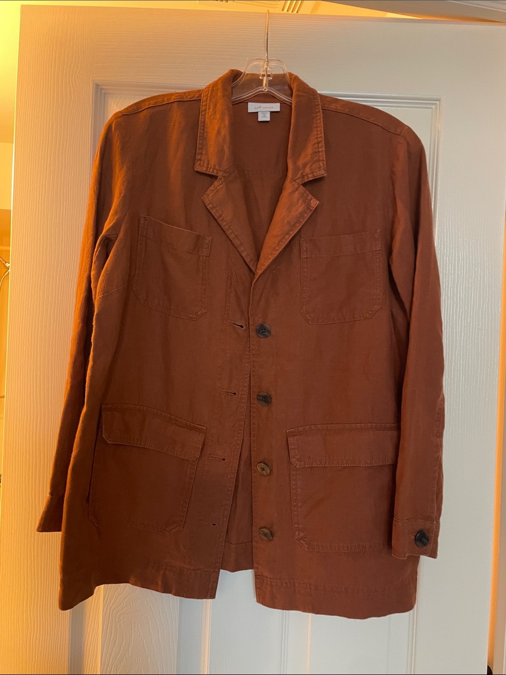J. Jill 100% Linen Rust Brown Shirt Jacket